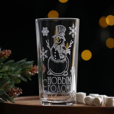 Стакан стеклянный новогодний «Снеговик», 280 мл
