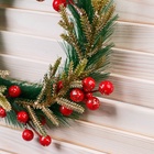 Венок новогодний d=18 см «Зимнее волшебство. Элит», с ягодами, красно-золотой - фото 53162008