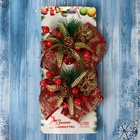 Ёлочные игрушки 2 шт. «Зимнее волшебство. Еловая композиция» пластик, бант с принтом, 12×11 см, красный - Фото 4