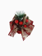 Ёлочные игрушки 2 шт. «Зимнее волшебство. Еловая композиция» пластик, бант с принтом, 12×11 см, красный - Фото 6