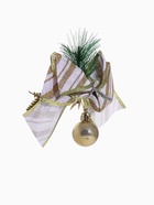 Ёлочные игрушки 2 шт. «Зимнее волшебство. Еловая композиция» пластик, бант с полосками, 13×12 см, бело-золотой - Фото 7