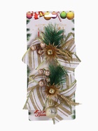 Ёлочные игрушки 2 шт. «Зимнее волшебство. Еловая композиция» пластик, бант с полосками, 13×12 см, бело-золотой - Фото 8