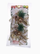 Ёлочные игрушки 2 шт. «Зимнее волшебство. Еловая композиция» пластик, бант с полосками, 13×12 см, бело-золотой - Фото 9