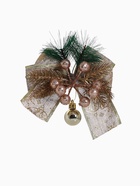 Ёлочные игрушки 2 шт. «Зимнее волшебство. Еловая композиция» пластик, бант с принтом, 13×12 см, золото - Фото 5