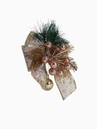 Ёлочные игрушки 2 шт. «Зимнее волшебство. Еловая композиция» пластик, бант с принтом, 13×12 см, золото - Фото 6