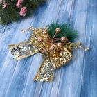 Ёлочные игрушки 2 шт. «Зимнее волшебство. Еловая композиция» пластик, бант блеск, ягодки, 13×12 см, золото - Фото 3