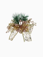 Ёлочные игрушки 2 шт. «Зимнее волшебство. Еловая композиция» пластик, бант блеск, ягодки, 13×12 см, золото - Фото 5