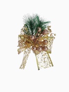 Ёлочные игрушки 2 шт. «Зимнее волшебство. Еловая композиция» пластик, бант блеск, ягодки, 13×12 см, золото - Фото 6