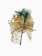 Ёлочные игрушки 2 шт. «Зимнее волшебство. Еловая композиция» пластик, бант блеск, ягодки, 13×12 см, золото - Фото 7