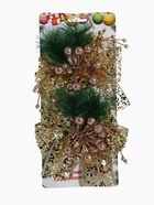 Ёлочные игрушки 2 шт. «Зимнее волшебство. Еловая композиция» пластик, бант блеск, ягодки, 13×12 см, золото - Фото 8