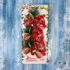 Ёлочные игрушки 3 шт. «Зимнее волшебство. Еловая композиция» пластик, бант классика, ягодки, 11×8 см, красный 9692878