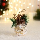 Шар пластик декор "Блеск рождества" поталь, 8х12 см, бело-золотой - фото 24285172