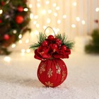 Шар пластик декор "Блеск рождества" снежинки, 8х12 см, красный - фото 1717406