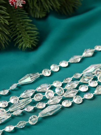 Бусы на ёлку «Лёд», ромб, длина 2.7 м, d=9 мм, прозрачные перламутровые