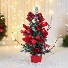 Искусственная ёлка настольная «Зимнее волшебство. Праздничная», 14×26 см, ПВХ ветки отгибаются