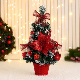 Ёлка декор "Праздничная" цветок леденец снег, 16х38 см, красный