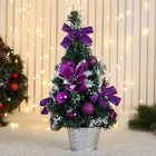 Ёлка декор "Праздничная" бантик цветок шары, 16х35 см, фиолетовый - фото 3092453