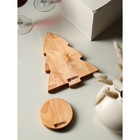 Подарочный набор деревянной посуды Adelica «Елочка», сервировочная доска на подставке 22×18 см, масло 100 мл, магнит, в подарочной коробке - фото 4488278