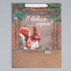 Пакет крафтовый вертикальный «С Новым годом», L 31 × 40 × 11.5 см - фото 9739284
