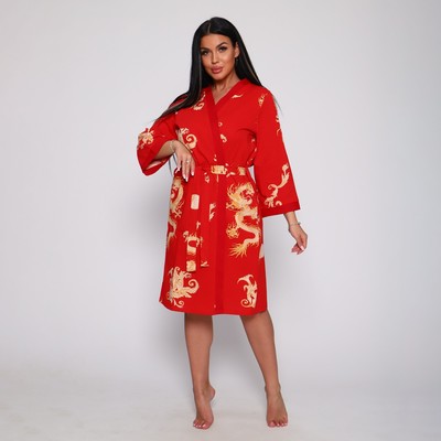 Комплект женский (халат/сорочка), цвет красный, размер 44