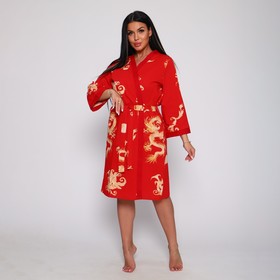 Комплект женский (халат/сорочка), цвет красный, размер 46