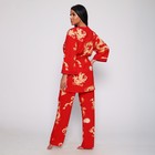 Комплект женский (халат/топ/брюки), цвет красный, размер 44 - Фото 2