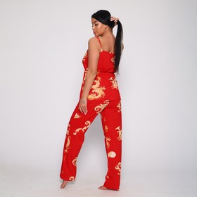 Комплект женский (топ/брюки), цвет красный, размер 48
