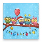 Новогодние салфетки бумажные Pero Prestige «Совята», 3 слоя, 33х33 см, 20 шт. - Фото 2