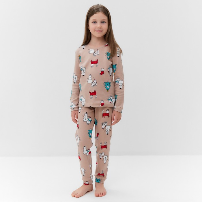 Пижама для девочки, цвет бежевый, рост 92-98 см - Фото 1