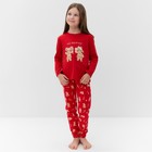 Пижама для девочки, цвет красный/печеньки, рост 98-104 см - фото 11039422