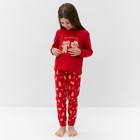 Пижама для девочки, цвет красный/печеньки, рост 104-110 см - Фото 4