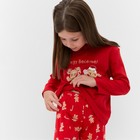 Пижама для девочки, цвет красный/печеньки, рост 104-110 см - Фото 5