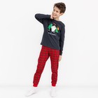 Пижама для мальчика, цвет графит/красная клетка, рост 98-104 см - фото 11039447