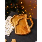 Менажница Adelica для подачи к пиву, 2 секции, 25×22×1,8 см, пропитано минеральным маслом, в подарочной коробке, берёза - фото 4395317