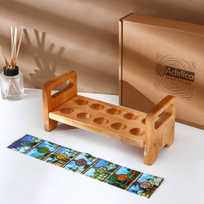 Подставка для яиц на ножках Adelica «Пасха», 10 ячеек, термонаклейки 7 шт., дерево берёза