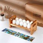 Подставка для яиц на ножках Adelica «Пасха», 10 ячеек, термонаклейки 7 шт., дерево берёза - Фото 2