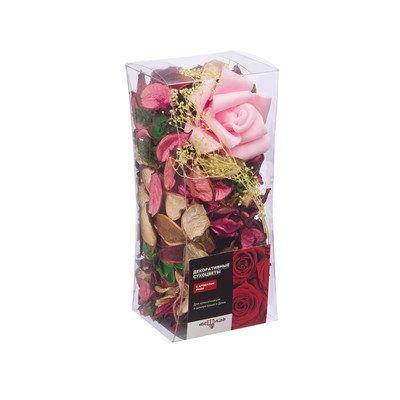Набор сухоцветов из натуральных материалов с ароматом розы «Вещицы», короб 8×8×17,5 см