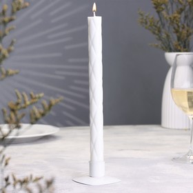 Свеча декоративная тонкая "Узор-ромбик", 2х26 см, белая, 2 ч