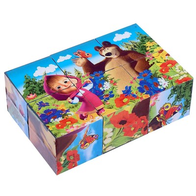 Кубики «Маша и Медведь», 6 штук