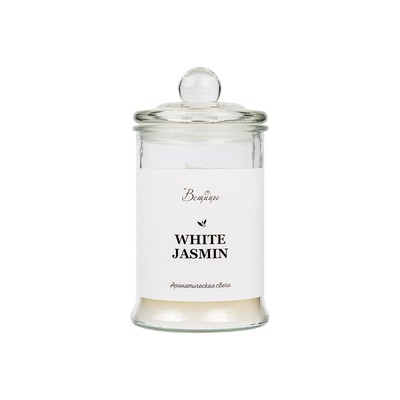 Свеча ароматическая в стекле WHITE JASMINE, 10×18 см