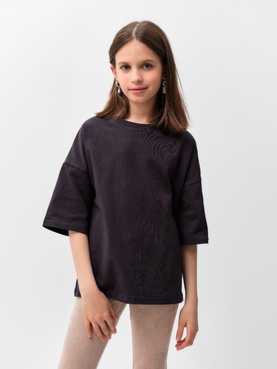 Футболка детская MINAKU: Basic line kids, тёмно-серая, рост 92 см