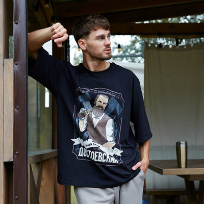 Футболка мужская KAFTAN «Достоевский», размер 52, чёрная
