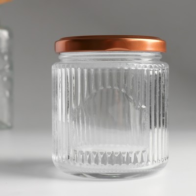 Банка для свечей стеклянная с крышкой «Вертикальные полоски» прозрачная 275 мл 7.5×7.5×8.5 см