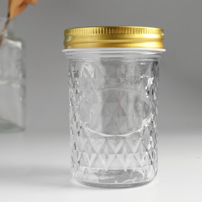 Банка для свечей стеклянная с крышкой «Ромбы» прозрачная 250 мл 7×7×10.5 см