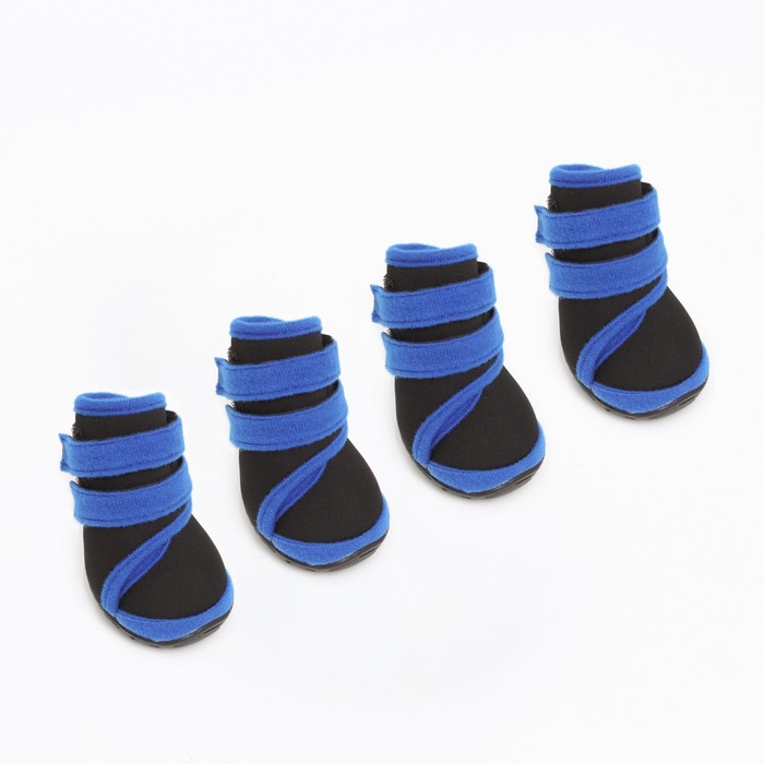 Ботинки высокие для больших собак, набор 4 шт., размер XS (подошва 7×5.1 см), чёрно-синие - Фото 1