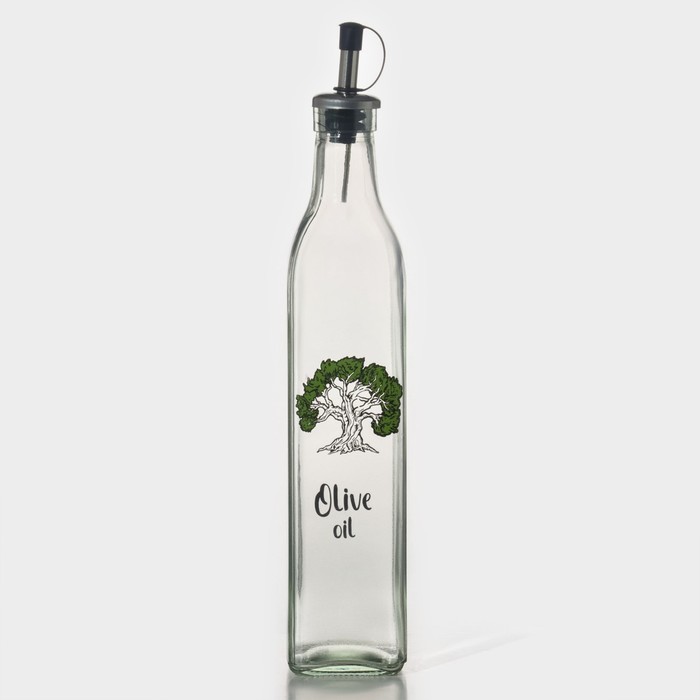Бутылка стеклянная для соусов и масла Доляна «Дерево оливы», 500 мл, 5,5×30 см - фото 1890214630
