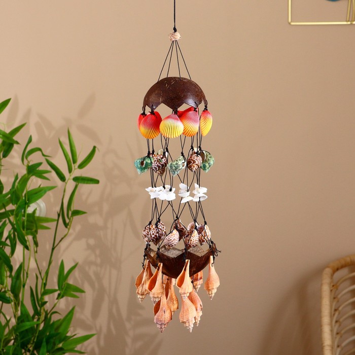 Подвесной сувенир "Дары моря" ракушки, кокос 13х13х65 см - Фото 1