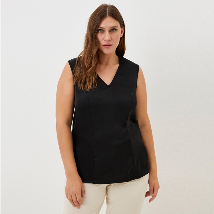 Майка шелковая женская MIST plus-size, размер 50, чёрная - Фото 1