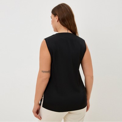 Майка шелковая женская MIST plus-size, размер 50, чёрная