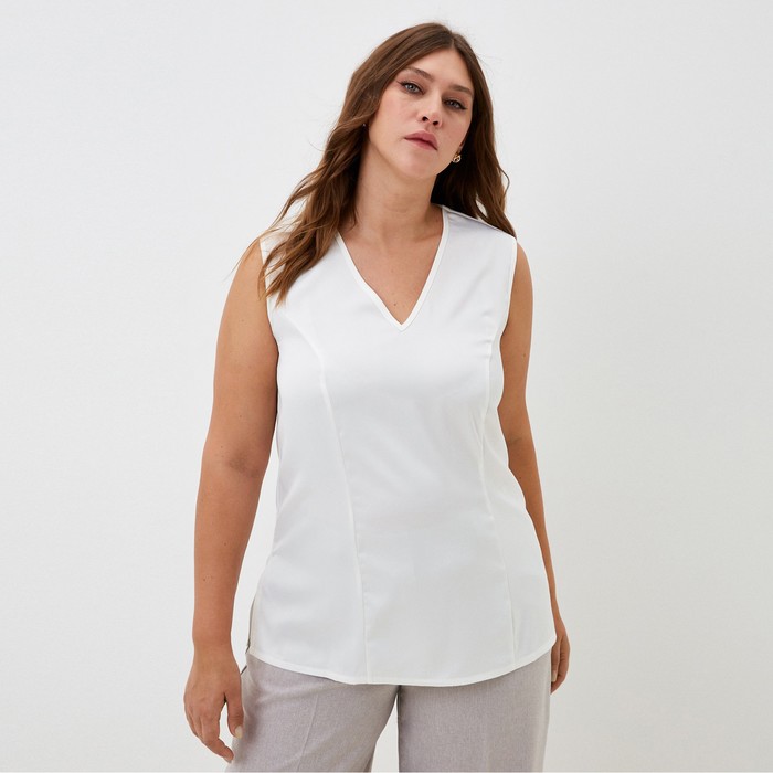 Майка шелковая женская MIST plus-size, размер 54, молочная - Фото 1